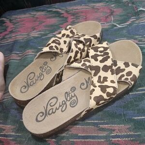 Naughty Monkey Brown Tan Flats Leopard Print